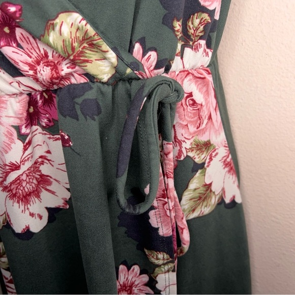Small Love Fast Live Hard Dress Short Sleeve Green Floral Print Stretch - Picture 4 of 13